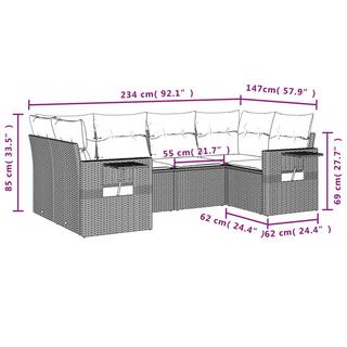 VidaXL Ensemble de canapés de jardin rotin synthétique  