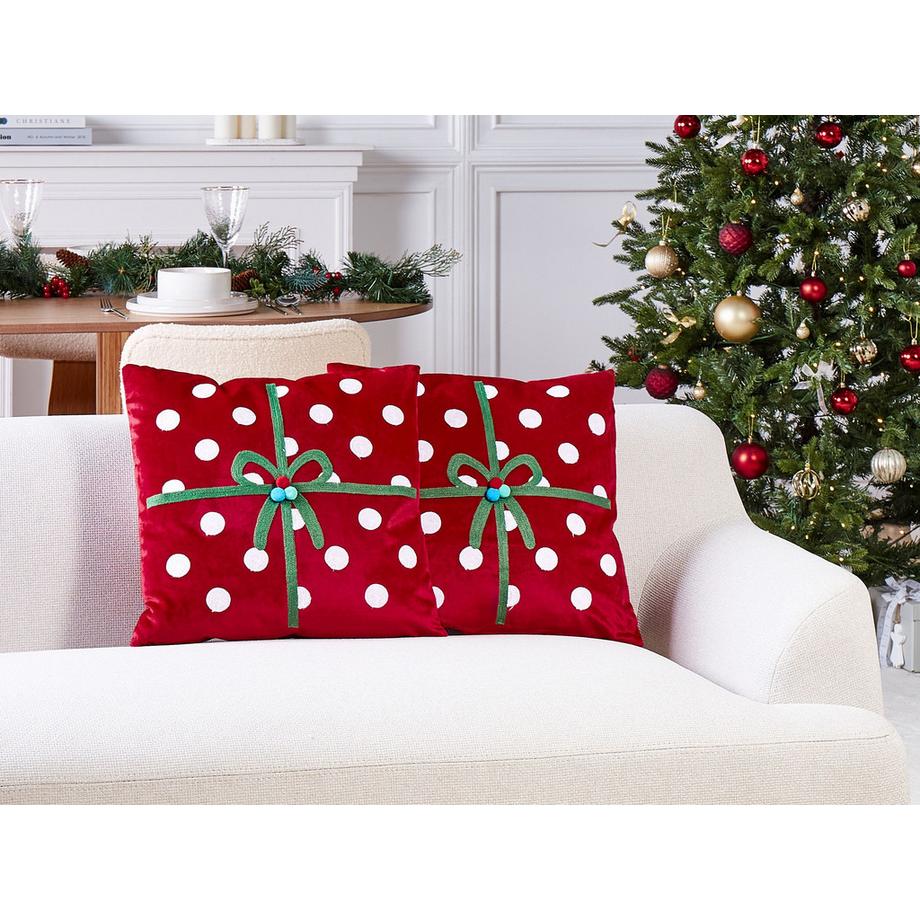 Beliani Dekokissen 2er Set aus Samtstoff Glamourös GUMDROP  