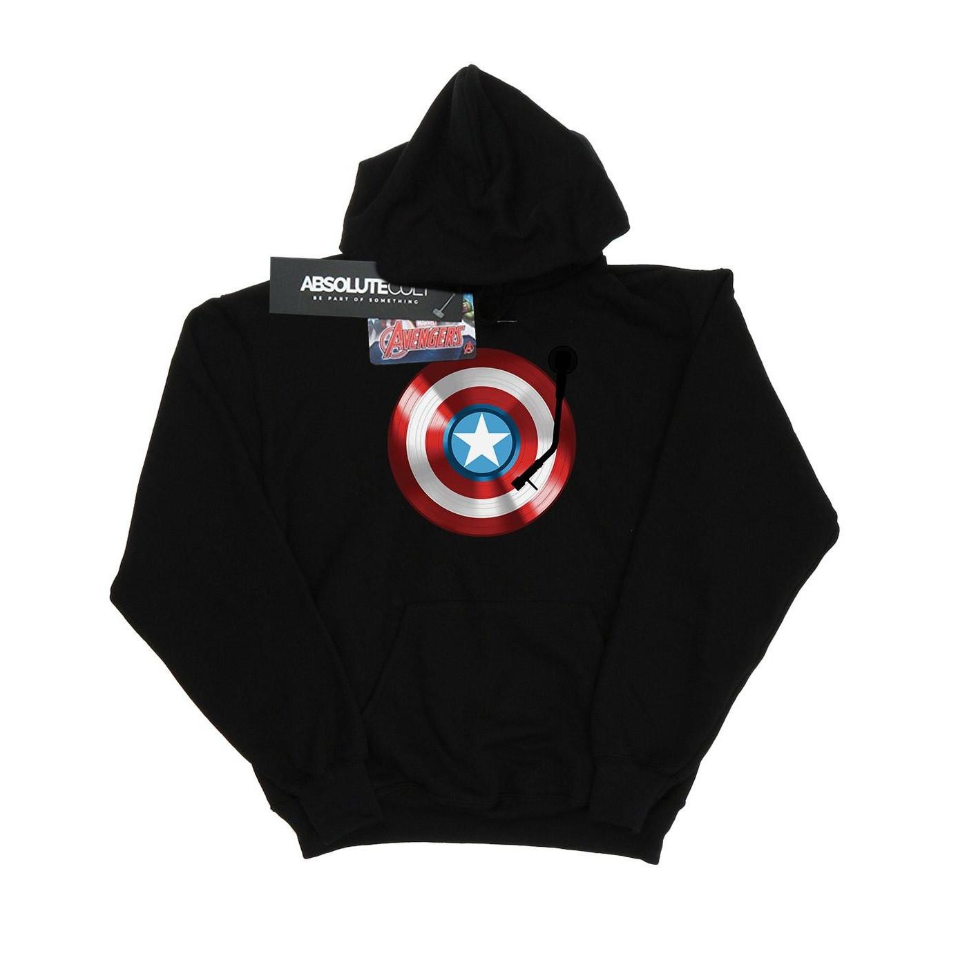 Image of Captain America Turntable Kapuzenpullover Unisex Schwarz 116