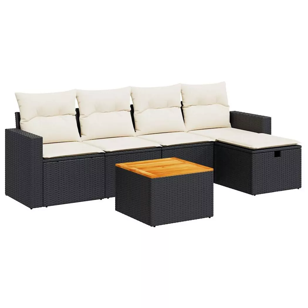 VidaXL - Gartensofa set poly-rattan, One Size, Schwarz