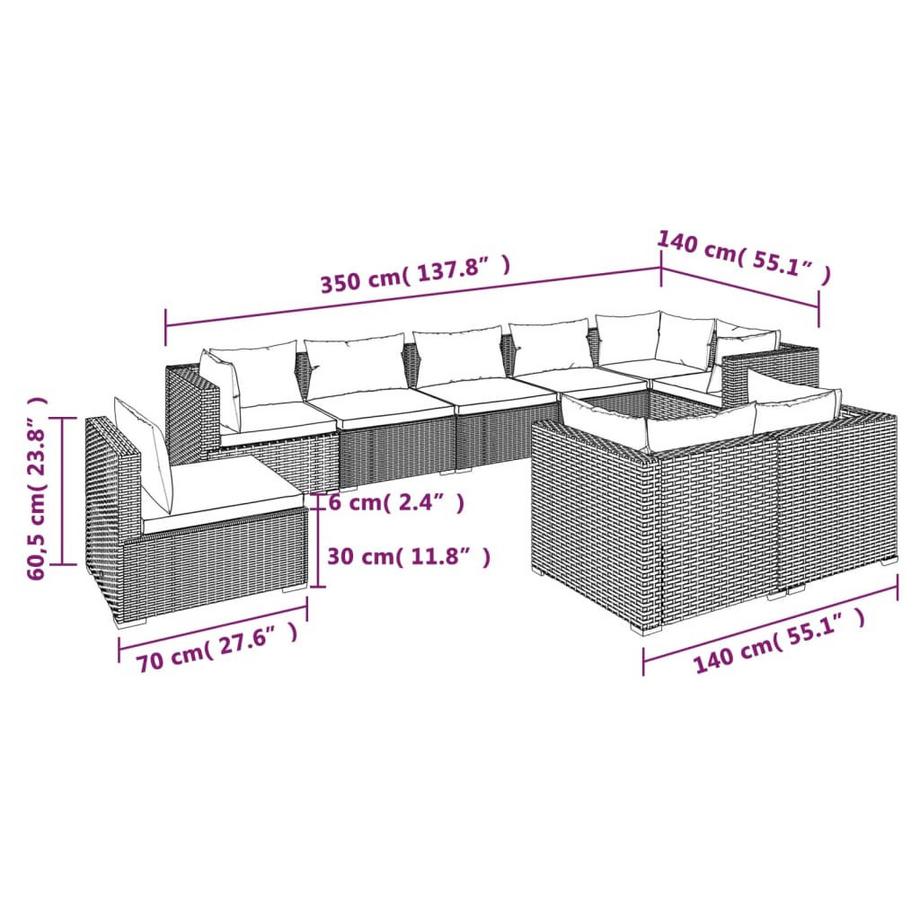 VidaXL Garten lounge set poly-rattan  