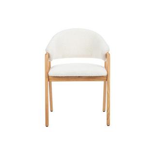 Vente-unique Sedia con braccioli in Tessuto bouclette e Legno di hevea Bianco - Lotto di 6 - SOLUNA  