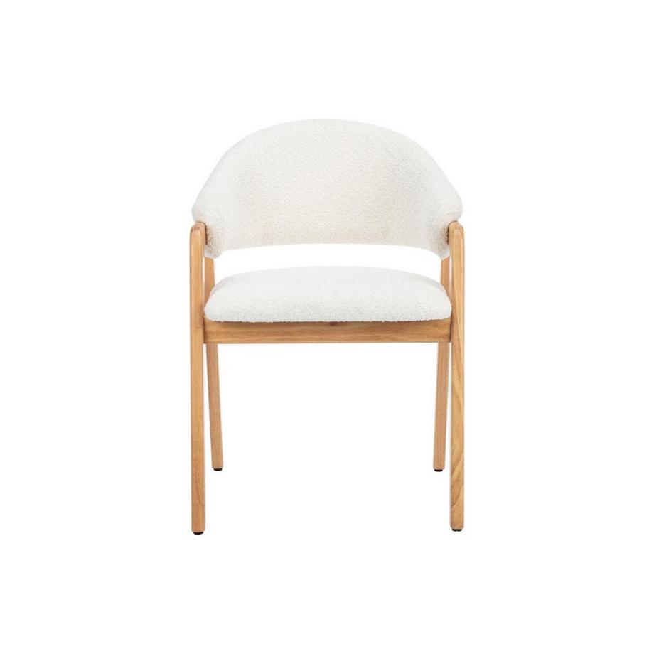 Vente-unique Sedia con braccioli in Tessuto bouclette e Legno di hevea Bianco - Lotto di 6 - SOLUNA  