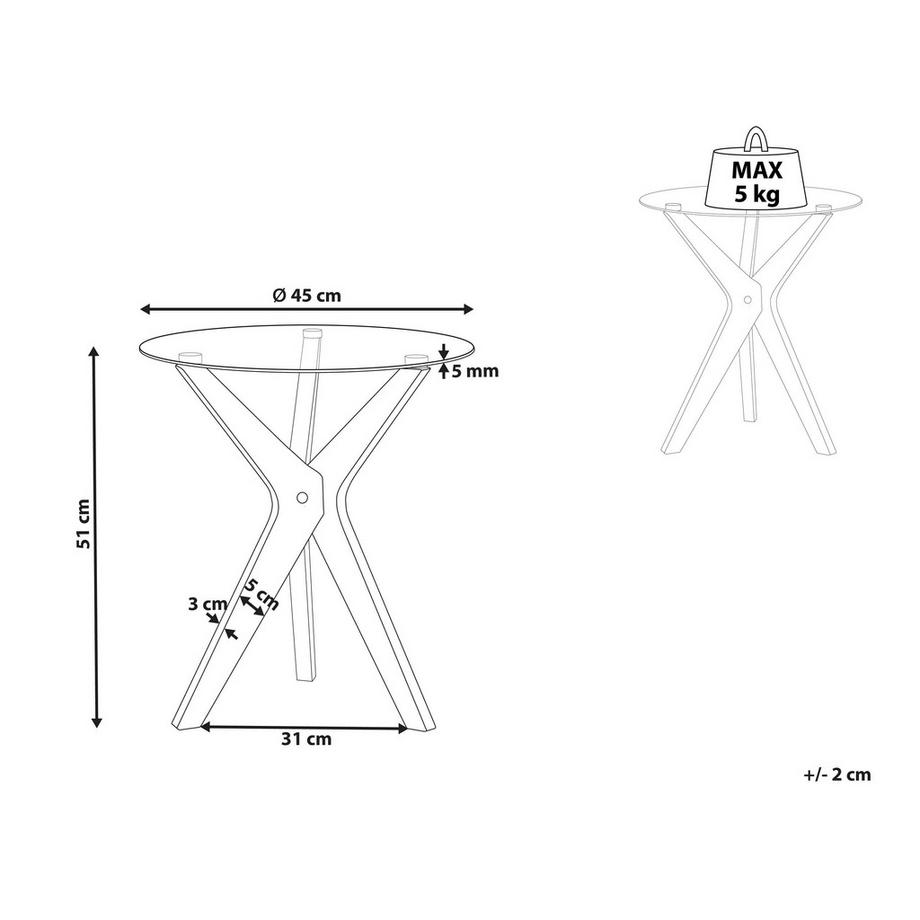 Beliani Table d'appoint en Verre de sécurité Moderne VALLEY  
