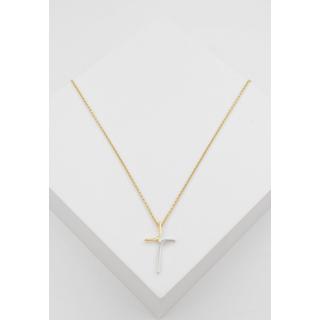 MUAU Schmuck  Anhänger Kreuz Gelbgold 750 Diamant 0.024ct. 20x12mm 