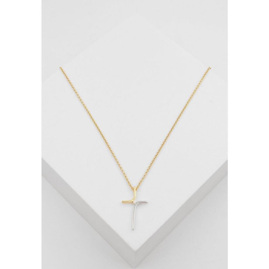 MUAU Schmuck  Anhänger Kreuz Gelbgold 750 Diamant 0.024ct. 20x12mm 