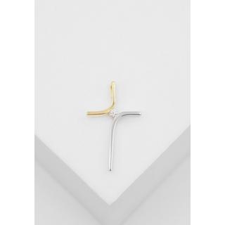 MUAU Schmuck  Anhänger Kreuz Gelbgold 750 Diamant 0.024ct. 20x12mm 