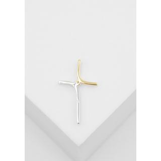 MUAU Schmuck  Anhänger Kreuz Gelbgold 750 Diamant 0.024ct. 20x12mm 