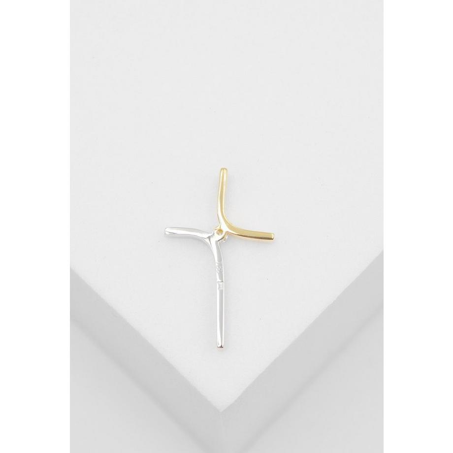 MUAU Schmuck  Anhänger Kreuz Gelbgold 750 Diamant 0.024ct. 20x12mm 