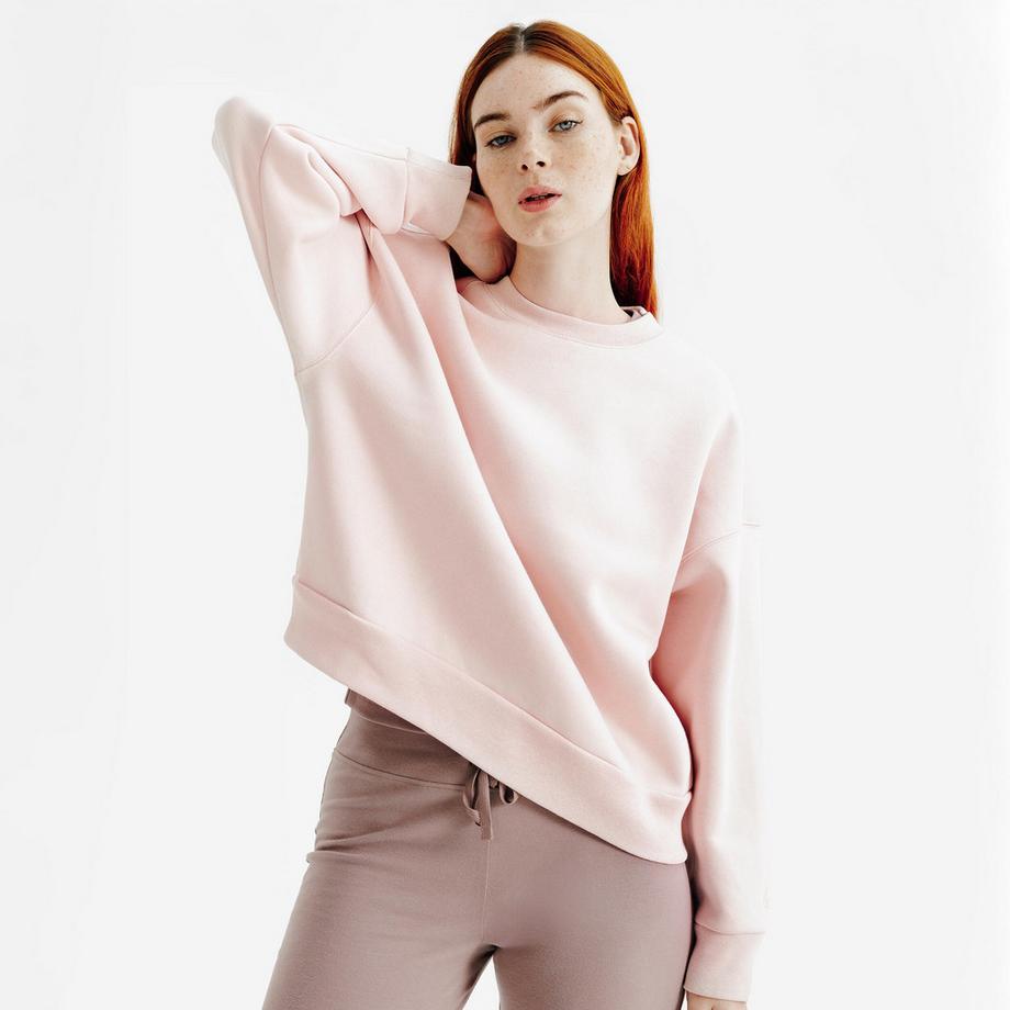 Sweat-shirt femme col rond coton-polyester