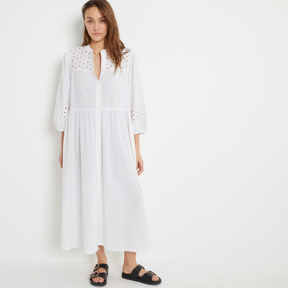 Image of Langes Kleid Mit Stickereien & A-linie Damen Weiss 42