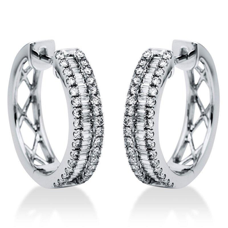 Image of Creolen 750/18k Weissgold Diamant 0.79ct. Damen Silber ONE SIZE