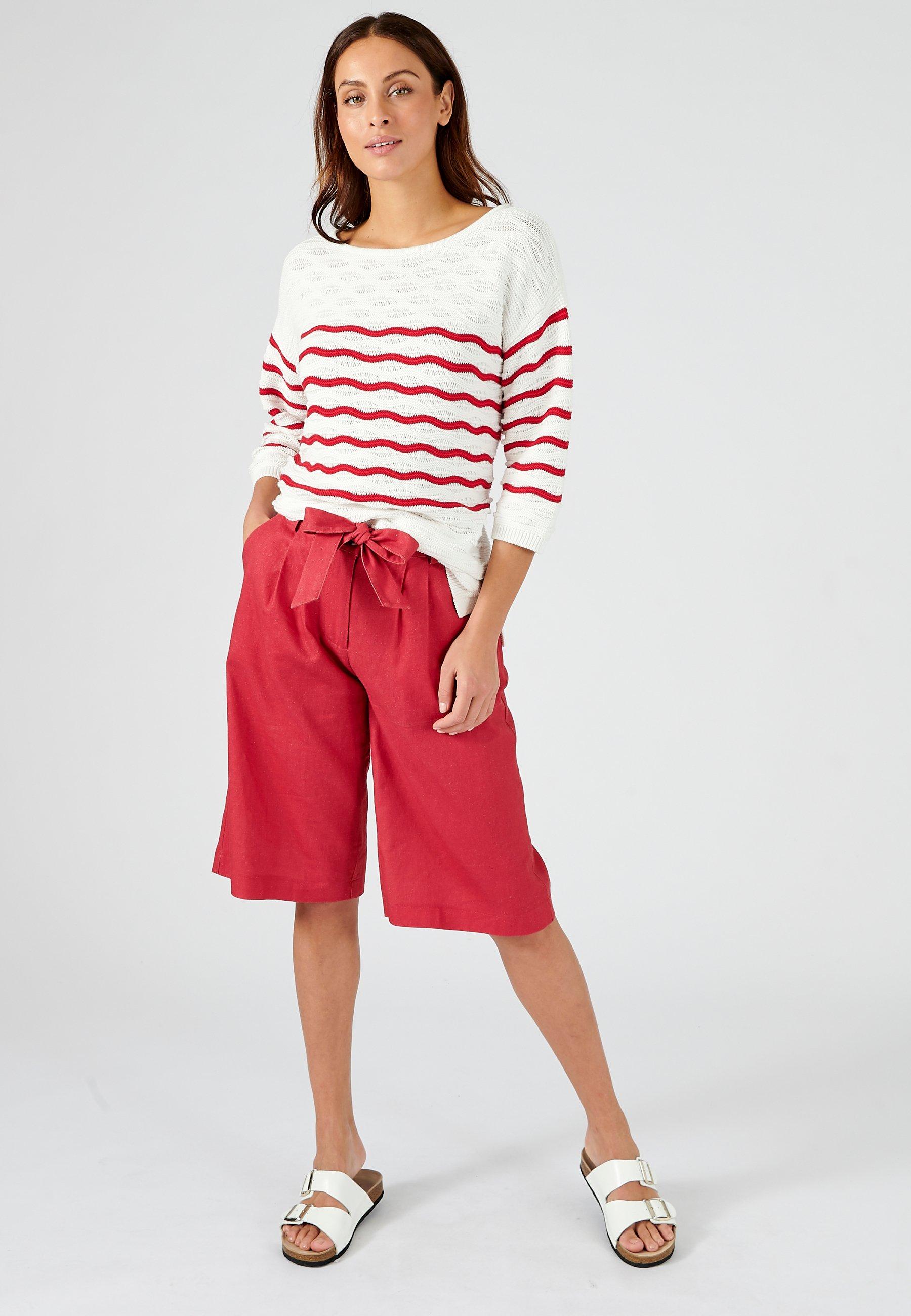 Image of Gestreifter Pullover. Damen Rot 50/52