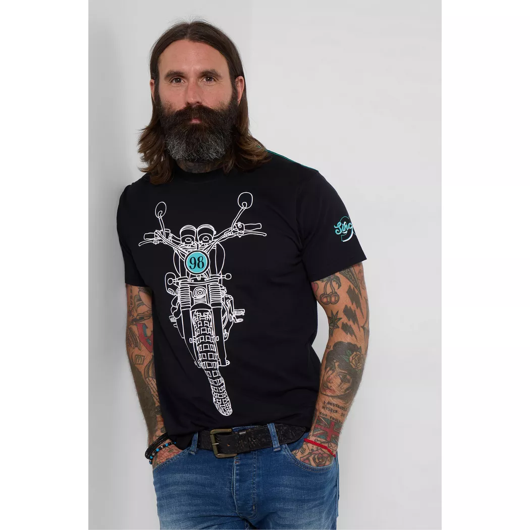 Joe Browns - Graphic-T-Shirt mit Bike Linienzeichnung-Print, für Herren, Schwarz, Größe S