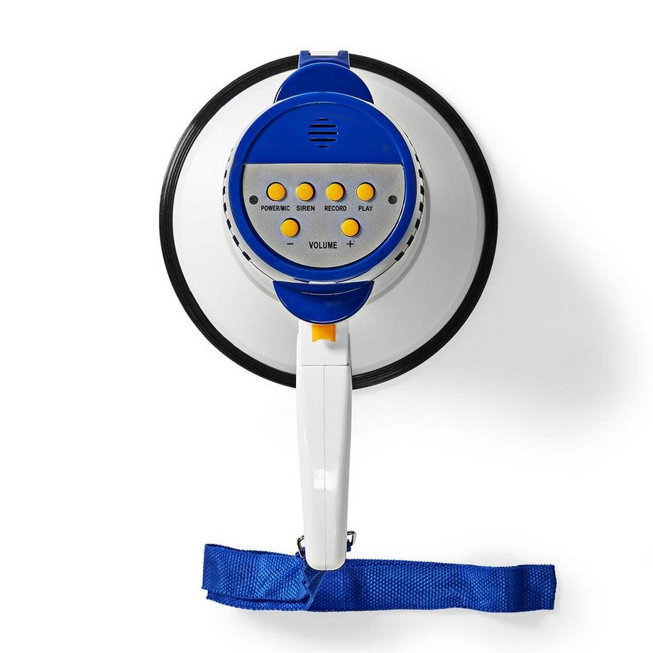 Nedis  Megaphon | Maximaler Bereich: 250 m | Maximale Volumensteuerung: 115 dB | Gebaut -in -Mikrofon | Gebaut -in Sirene | Aufzeichnungsfunktion | Blau Weiss 