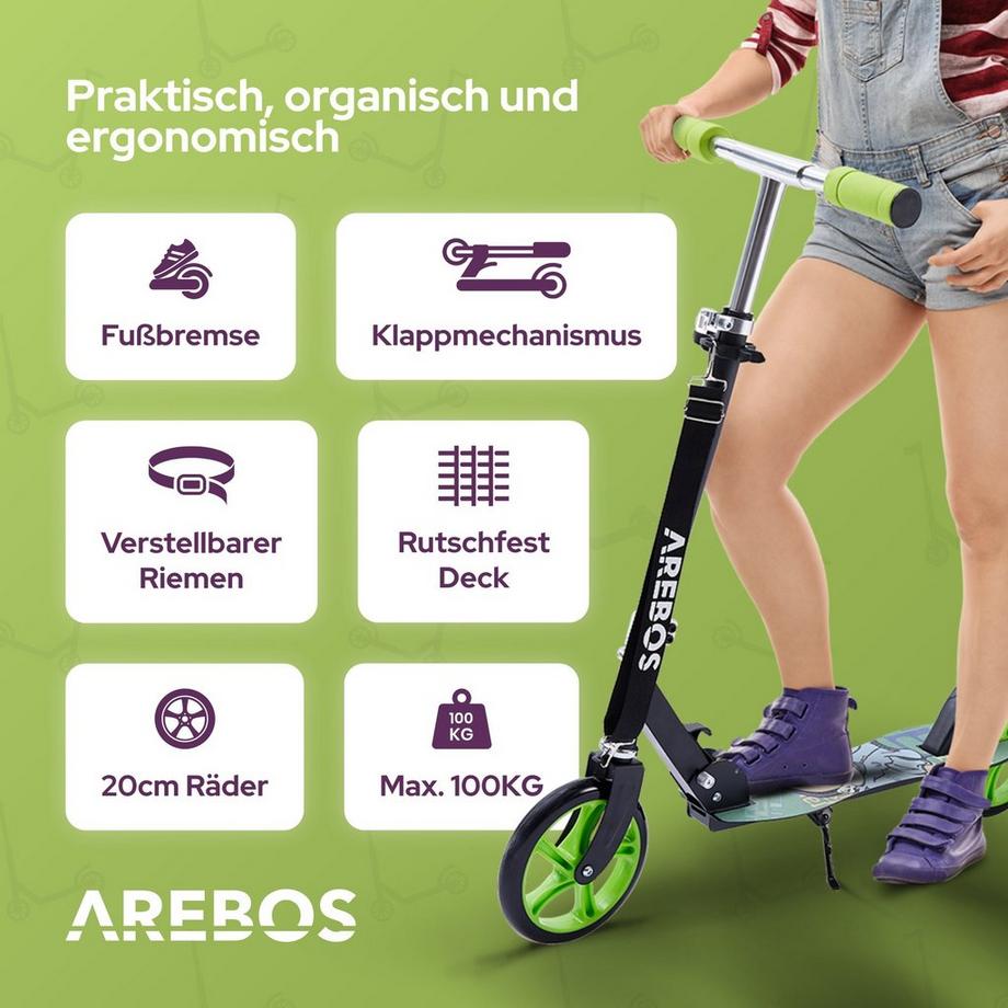 Arebos  Tretroller Kickroller Cityroller Kinderroller Erwachsene Scooter 