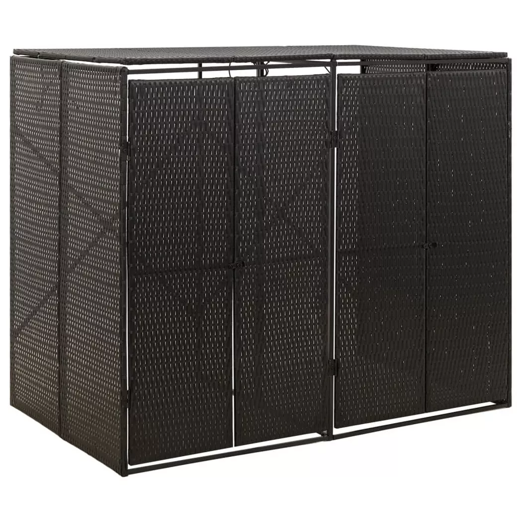 Abri pour poubelle double Noir 140x80x117 cm Résine tressée