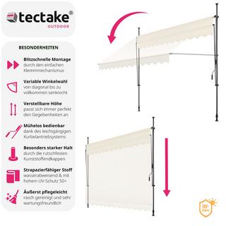 Tectake Store à pince sans perçage avec manivelle, réglable en hauteur  