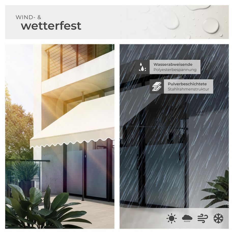 Tectake Klemmmarkise  mit Handkurbel UV-beständig  