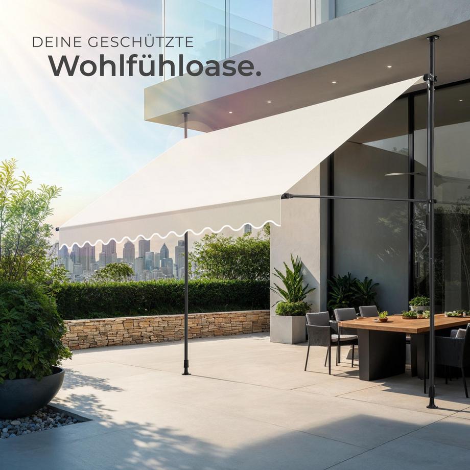 Tectake Klemmmarkise  mit Handkurbel UV-beständig  