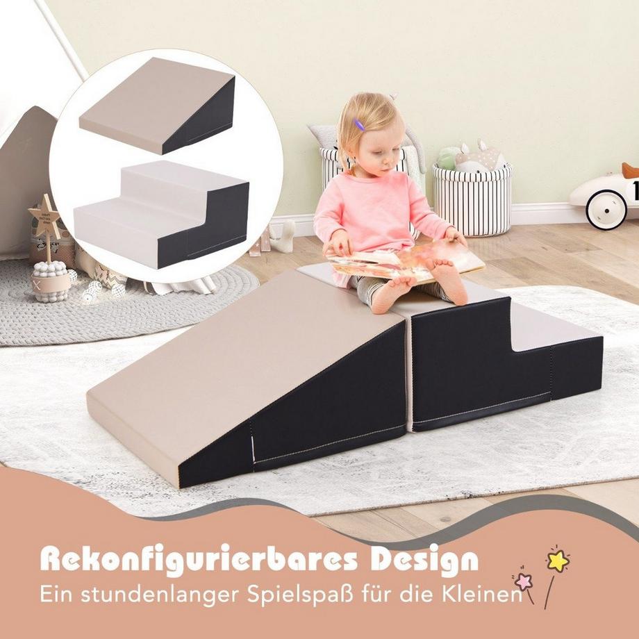 Northix  2 TLG. Kinder Schaumstoff Bausteine zum Toben & Klettern Softbausteine Riesenbausteine Schwarz 