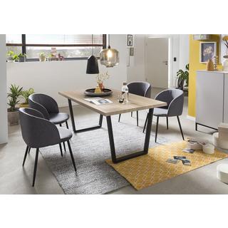 mutoni Chaise de salle à manger avec accoudoirs Curona gris foncé (lot de 2)  