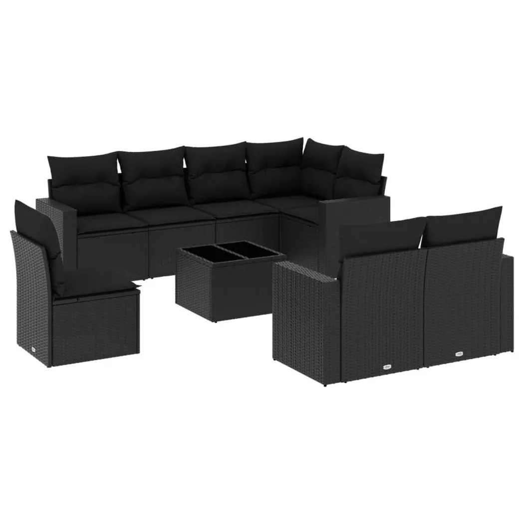 VidaXL - Garten sofagarnitur poly-rattan, One Size, Schwarz