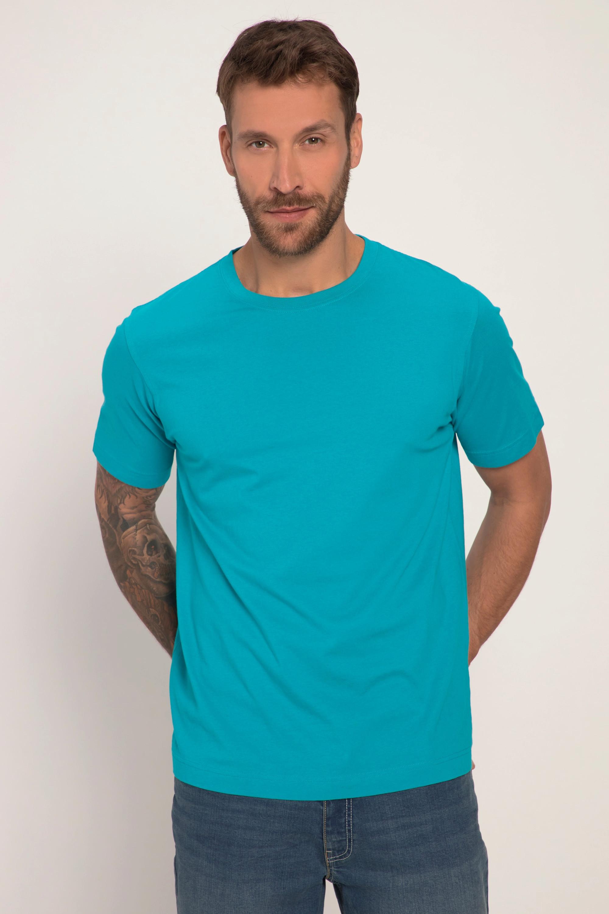 JP1880  T-shirt Basic en coton peigné, col rond turquoise sombre 