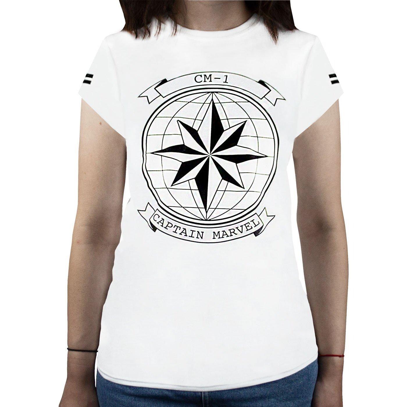 Image of Star Insignia Und Globus T-shirt Damen Weiss Bedruckt M