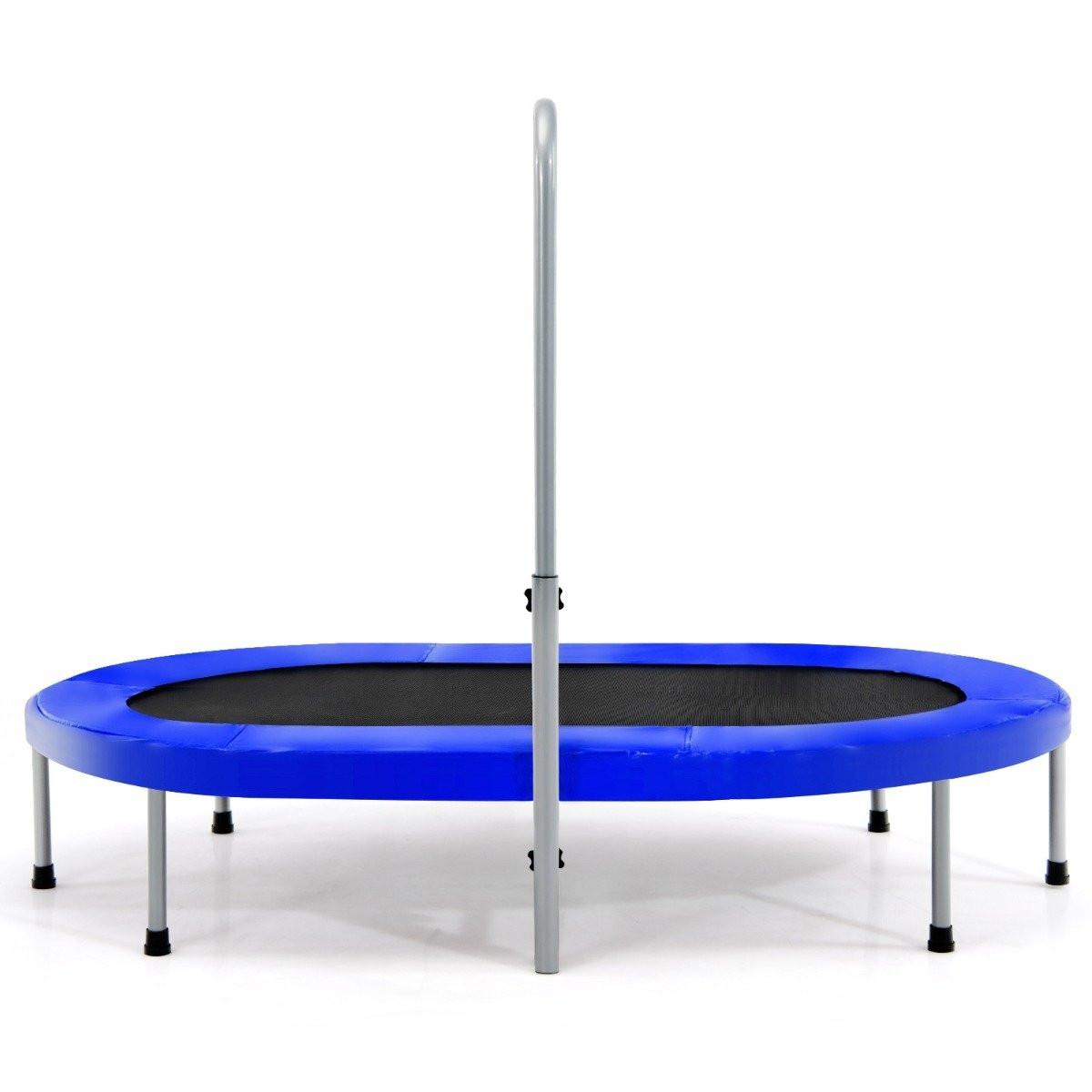 Northix  Trampolino elastico per 2 persone con maniglia regolabile in altezza mini trampolino 154 x 90 x 92 -132 cm blu 
