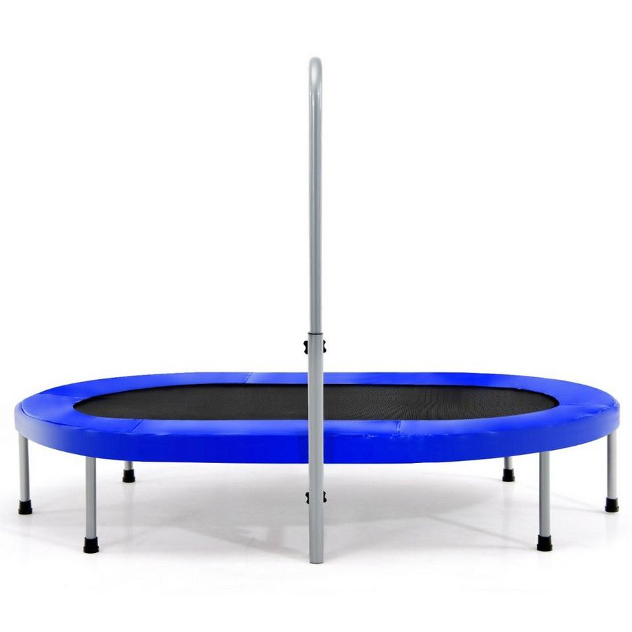 Northix  Trampoline 2 places avec poignée réglable en hauteur mini trampoline 154 x 90 x 92 -132 cm bleu 