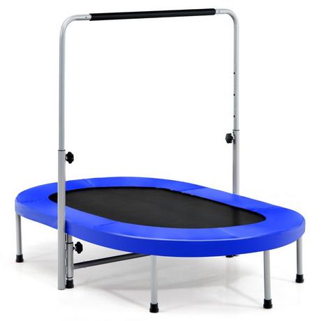 Northix  Trampolino elastico per 2 persone con maniglia regolabile in altezza mini trampolino 154 x 90 x 92 -132 cm blu 