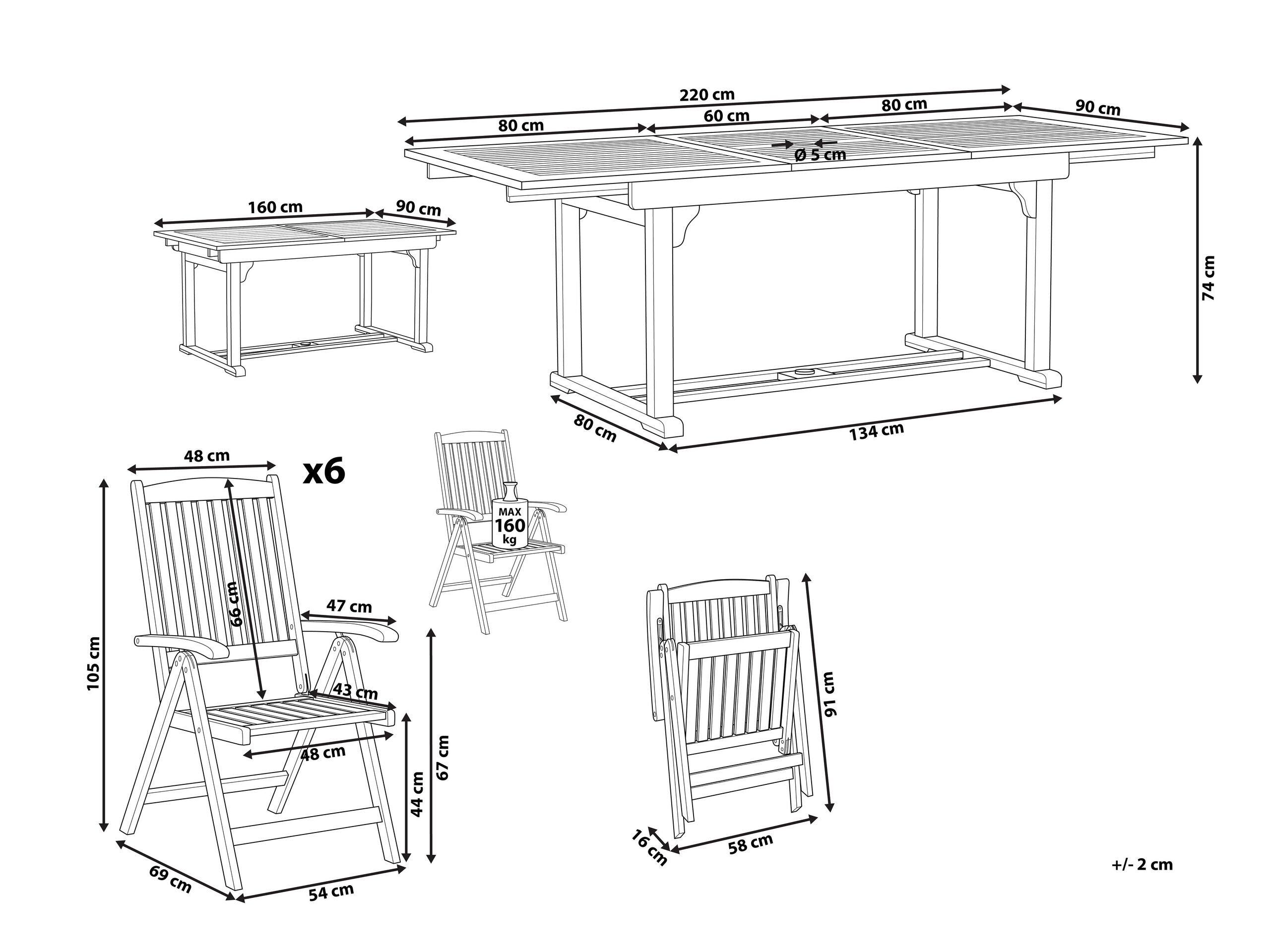 Beliani Gartentisch Set aus Akazienholz Klassisch JAVA  