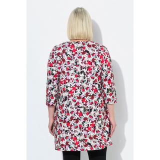 Ulla Popken Blüten A-Linie V-Ausschnitt 3/4-Arm Longshirt  