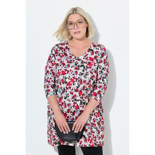 Ulla Popken Blüten A-Linie V-Ausschnitt 3/4-Arm Longshirt  