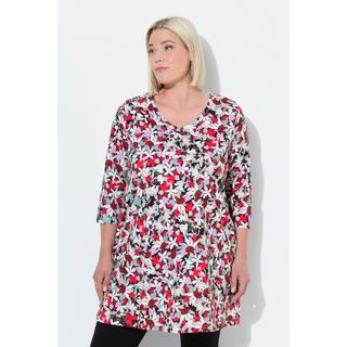 Ulla Popken Blüten A-Linie V-Ausschnitt 3/4-Arm Longshirt  