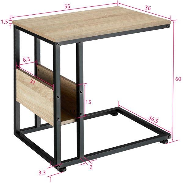 Tectake Table d’appoint WIGAN 55x36,5x60cm  