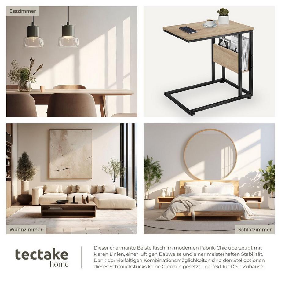 Tectake Beistelltisch Wigan Industrial Style Holz und Stahl  