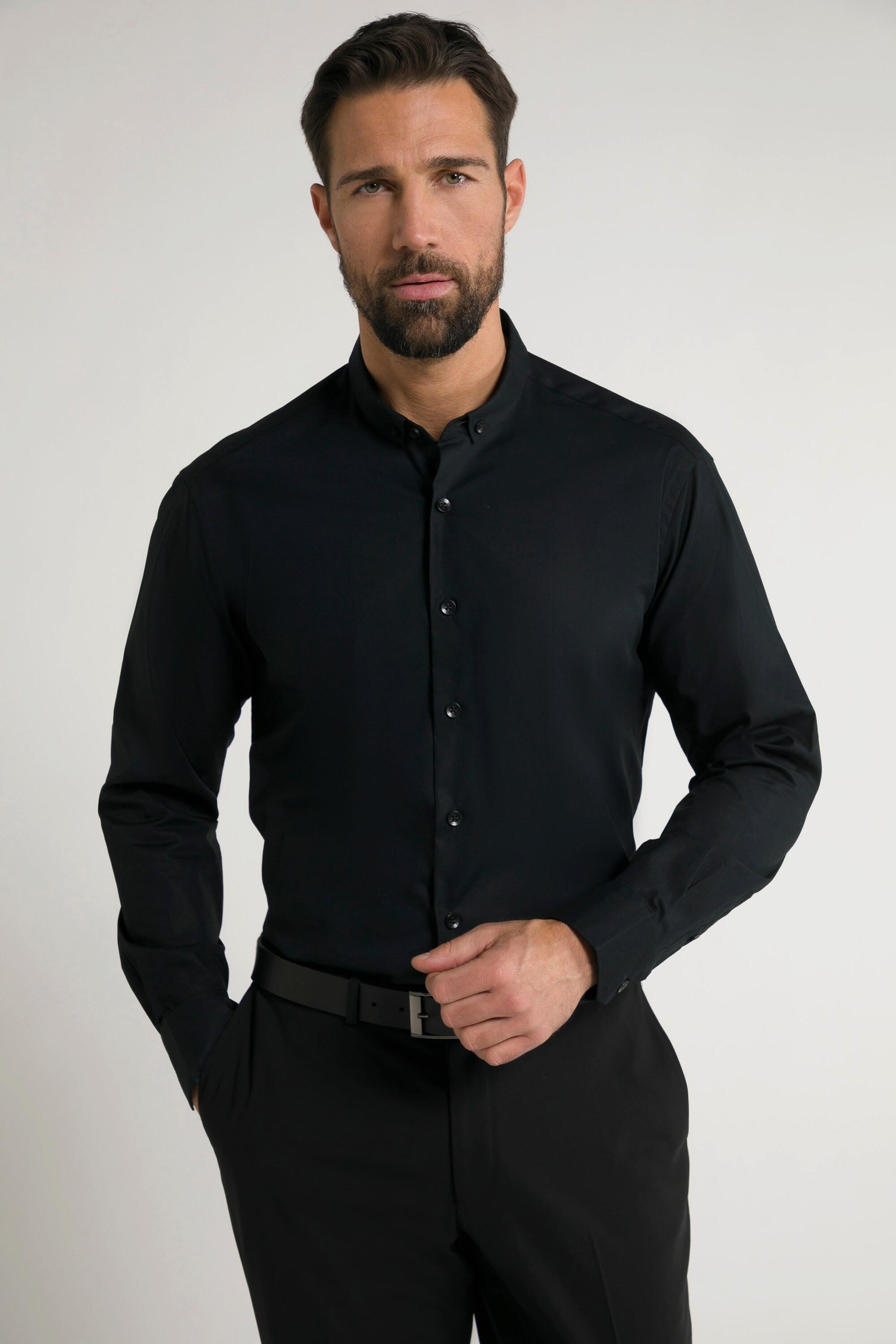 JP1880  Chemise Business, avec technologie EasyCare et petit col à pointes boutonnées, coupe Modern Fit noir 