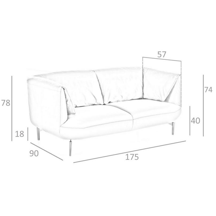 ANGEL CERDA Divano a 2 posti in pelle grigia  