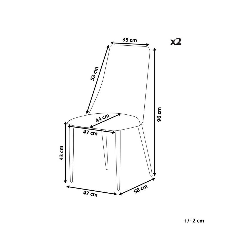 Beliani Lot de 2 chaises de salle à manger en Cuir PU Traditionnel CLAYTON  