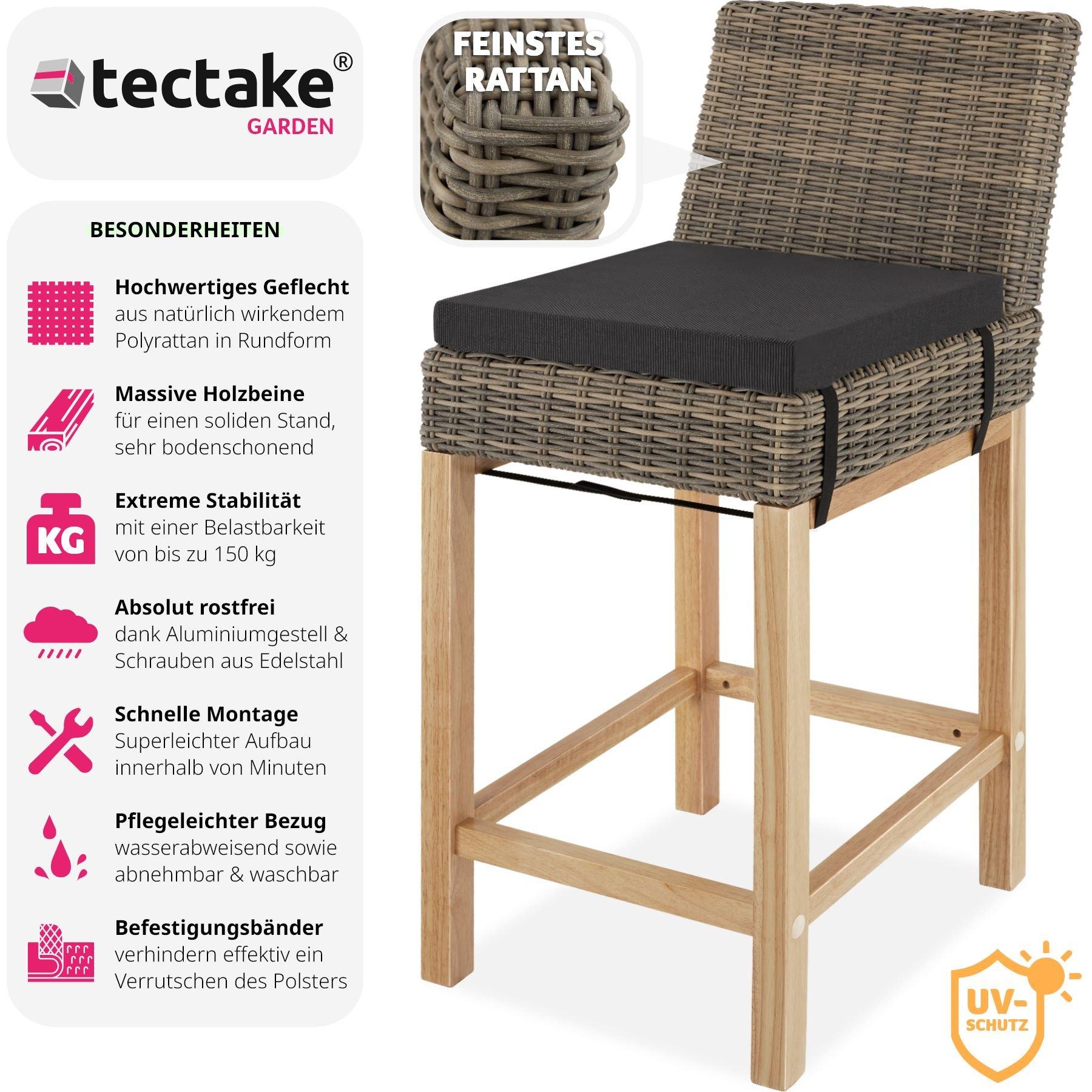 Tectake Chaise de bar en rotin Latina  