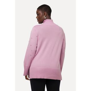 Ulla Popken  Maglione con perle, collo alto e maniche lunghe 