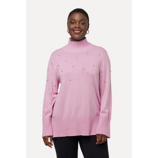 Ulla Popken  Maglione con perle, collo alto e maniche lunghe 