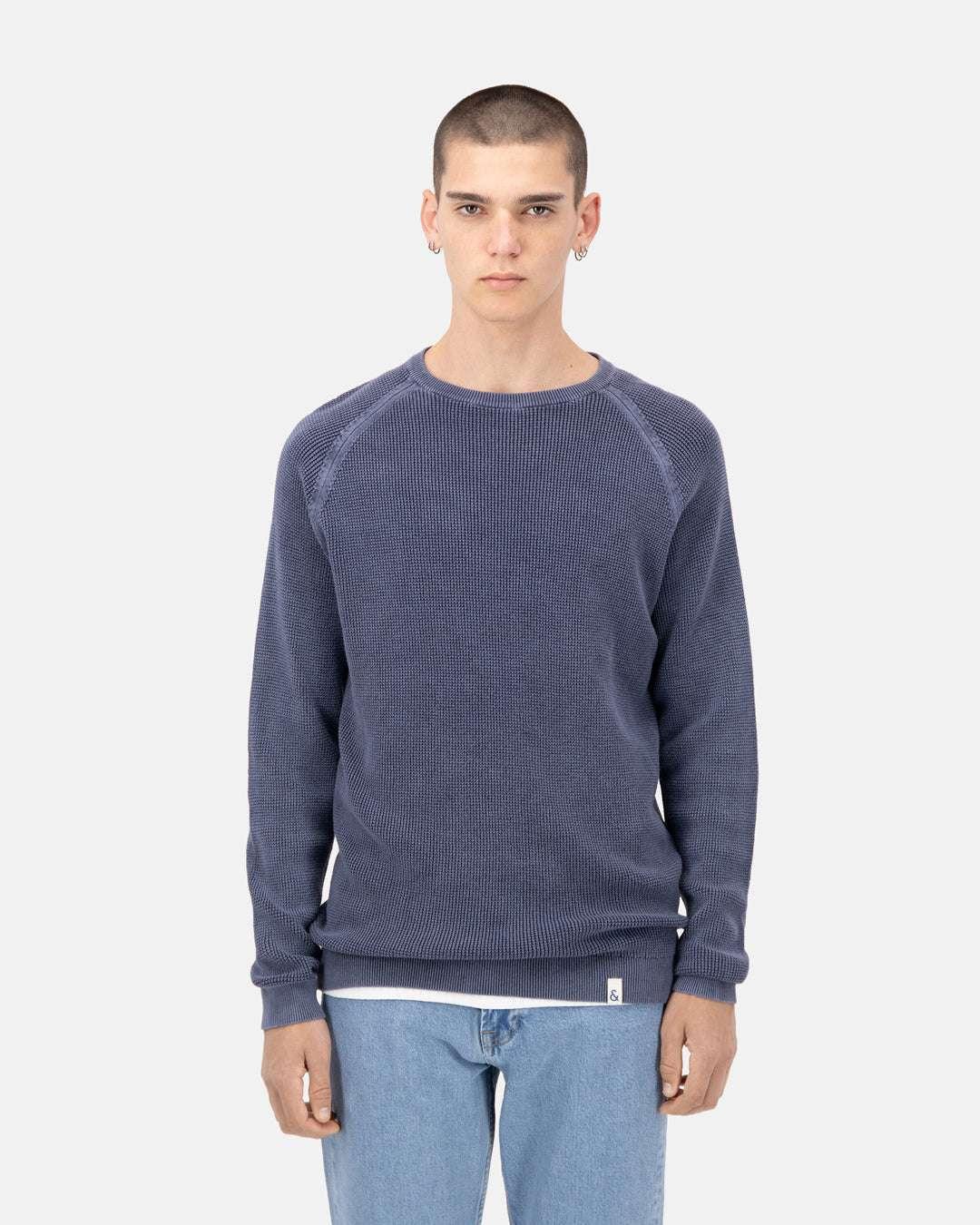 Image of Pullover Roundneck-washed Herren Marine M