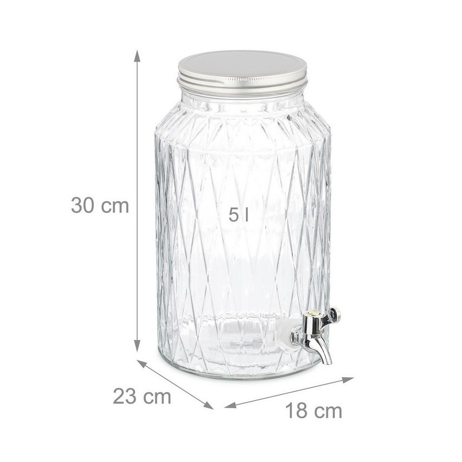 Northio Distributeur de boissons 5 litres à motif carré  