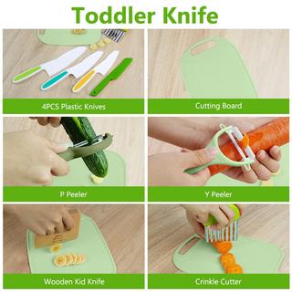 Activity-board  9-teiliges Kinder-Küchenmesser-Set, Koch-Küchenmesser zum Schneiden und Kochen von Obst oder Gemüse für Kleinkinder, inklusive Kindermesser aus Holz-Schneidebrett-Schäler 