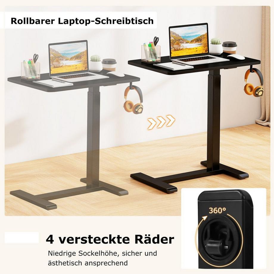 Northix Table d'ordinateur portable à roulettes réglable  