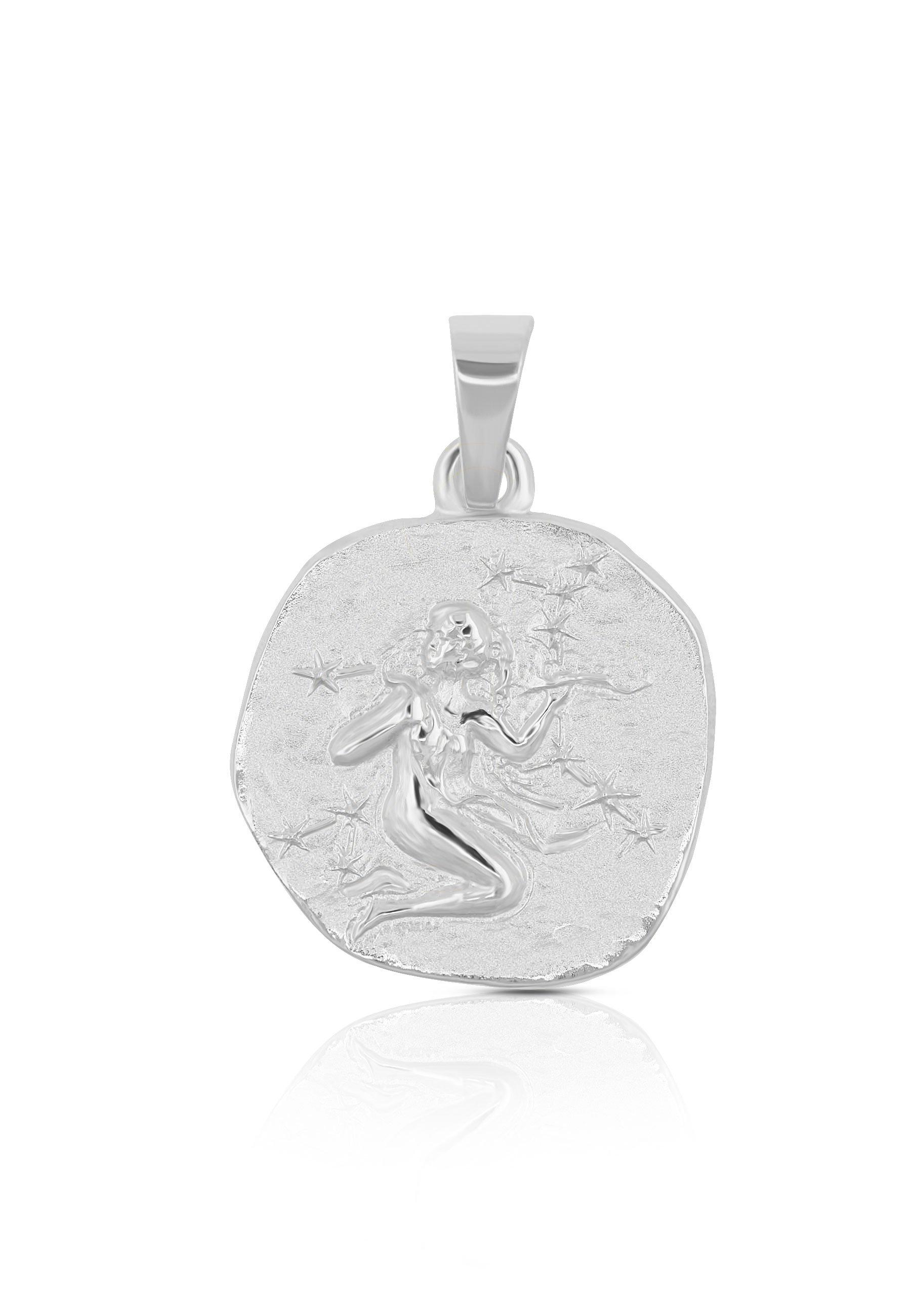 MUAU Schmuck  Pendentif signe du zodiaque vierge en or blanc 750, 16x22mm 