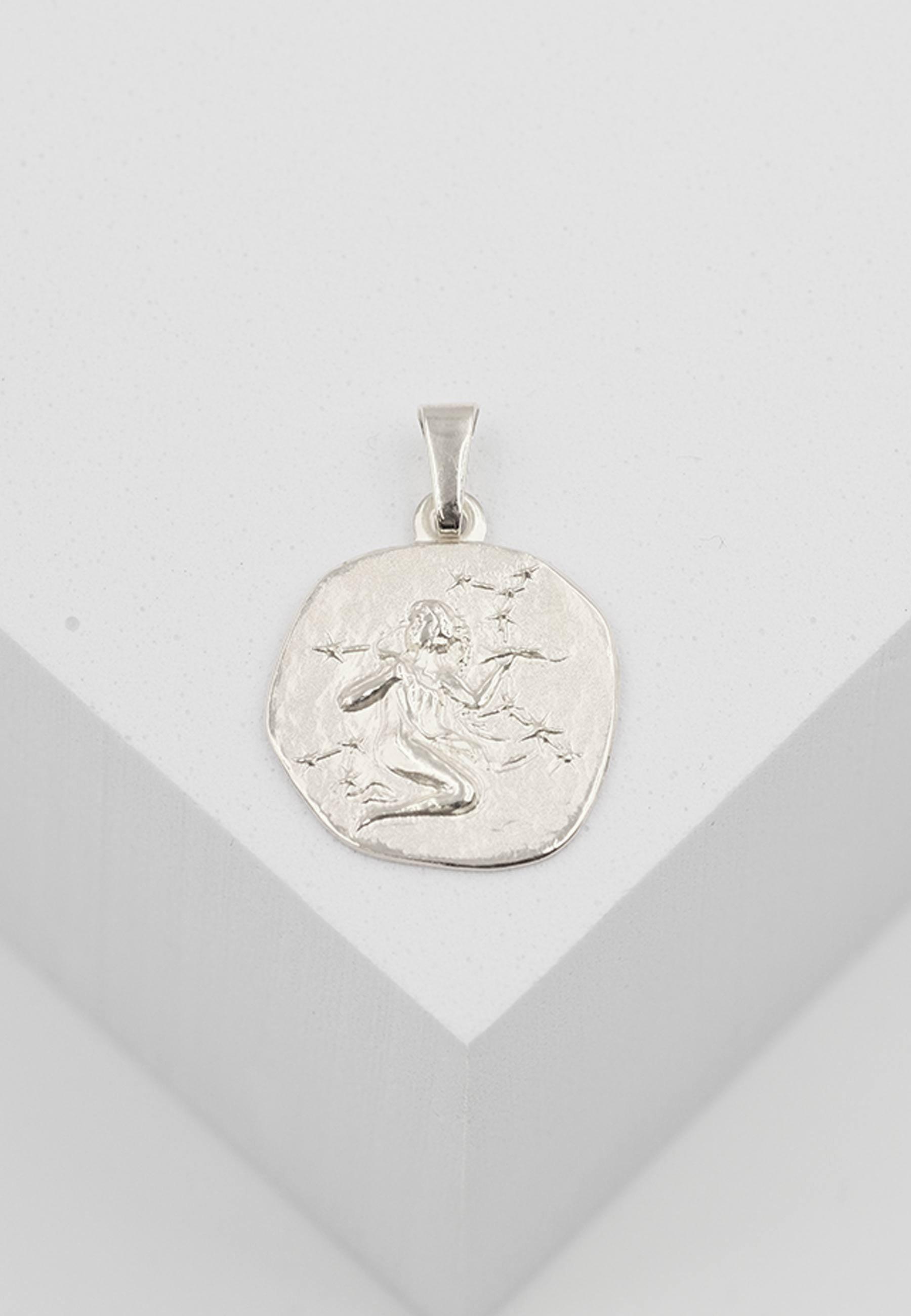 MUAU Schmuck  Pendentif signe du zodiaque vierge en or blanc 750, 16x22mm 